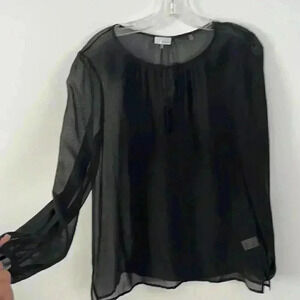 Black ECRU sheer long sleeve shirt
